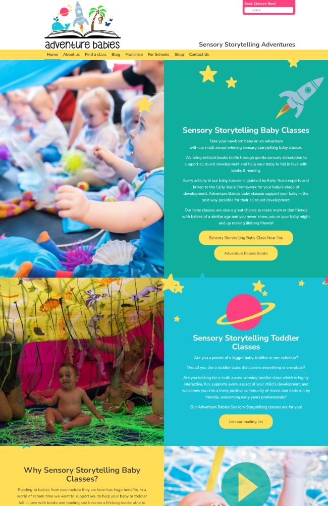Adventure Babies website home page