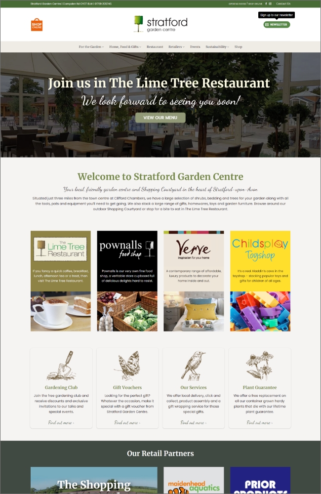 Stratford Garden Centre - Website by Blaze Concepts