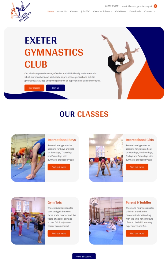 Exeter Gymnastics Club Website