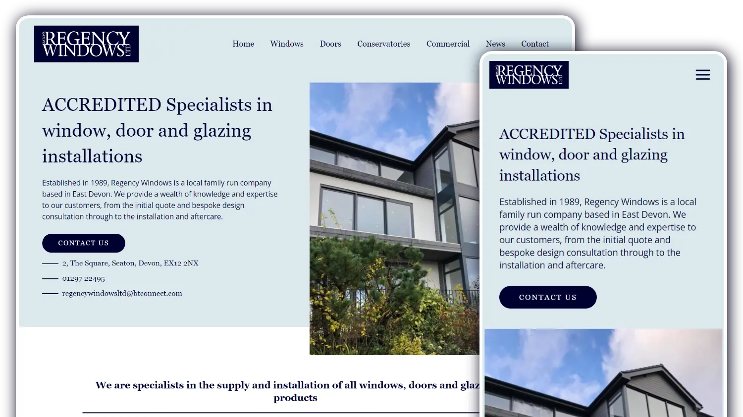 Regency Windows - Website by Blaze Concepts