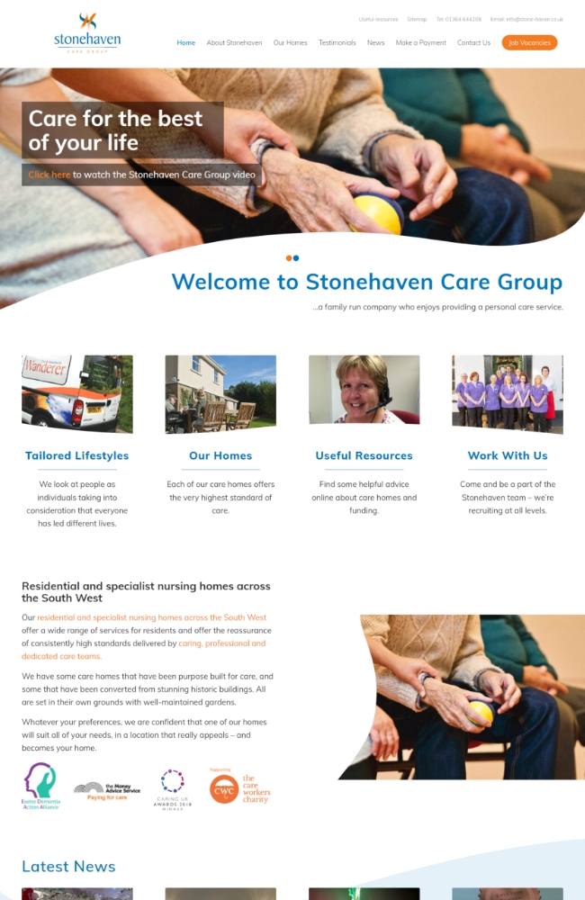 Stonehaven Care Homes - Website Preview